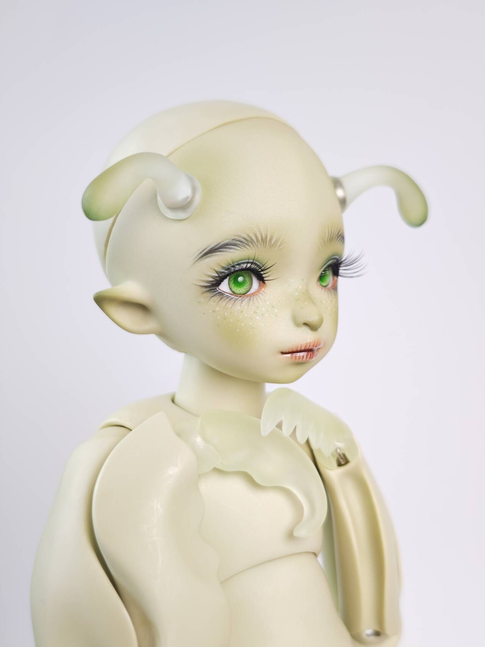 Jadite 1/6 Doll, Green Resin, Finished Makeup, Ready to Ship